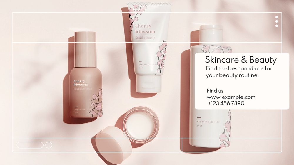 Skincare & beauty  blog banner template, editable text