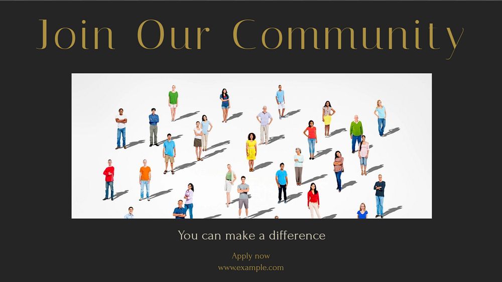 Join our community blog banner template, editable text