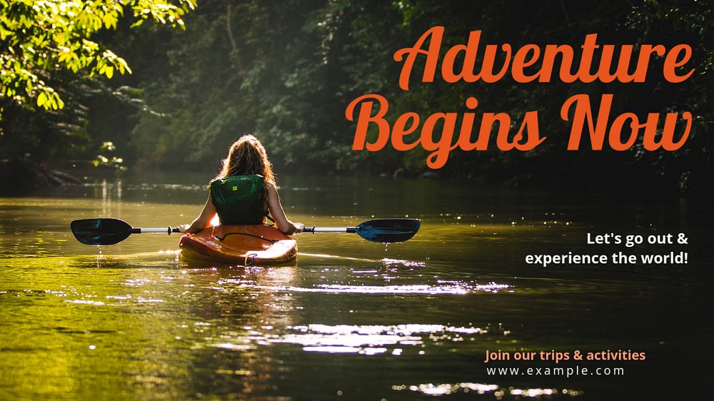 Adventure & travel blog banner template, editable text