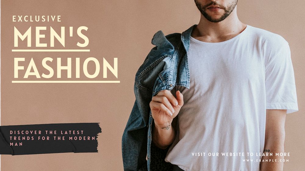 Men's fashion blog banner template, editable text