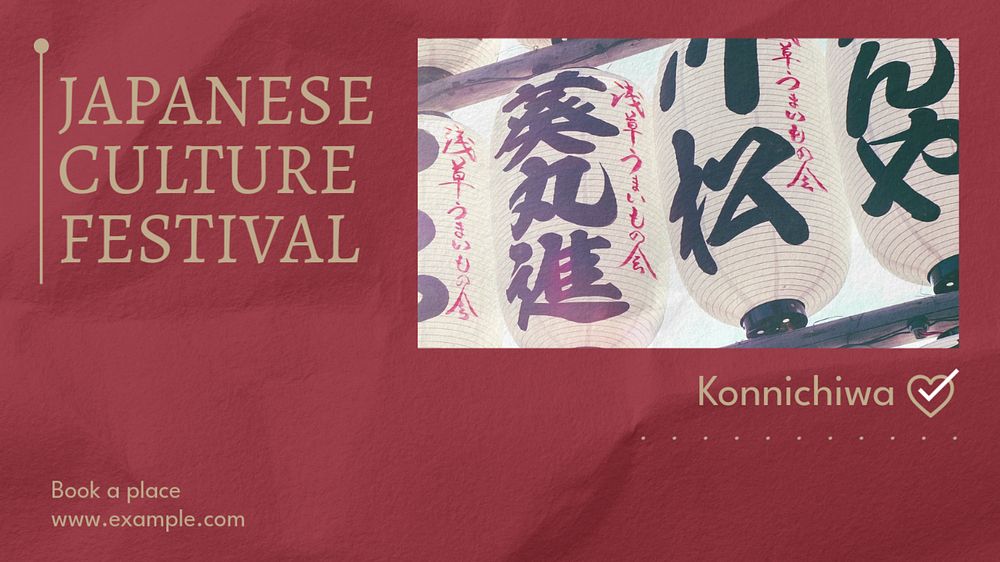 Japanese culture festival  blog banner template, editable text