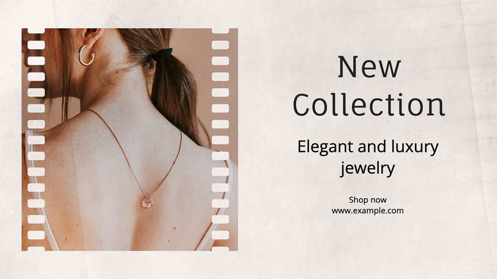 New jewelry collection  blog banner template, editable text