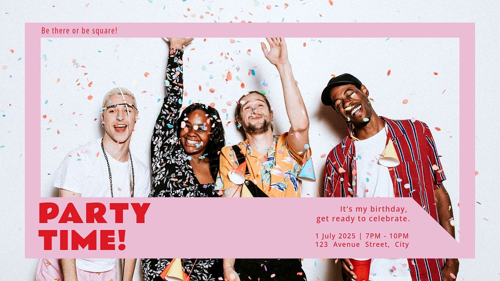 Birthday party celebration blog banner template, editable text