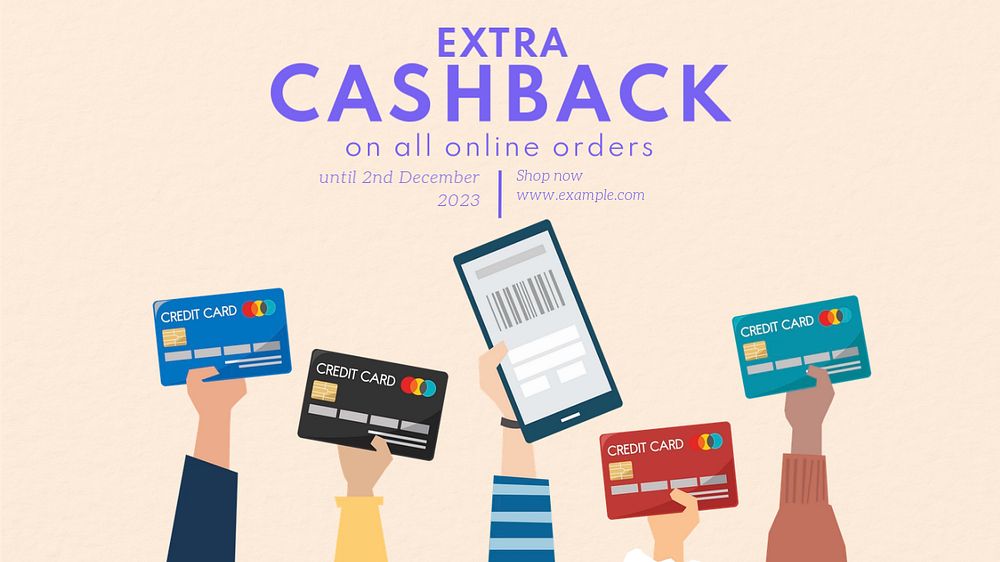 Cashback promotion blog banner template, editable text