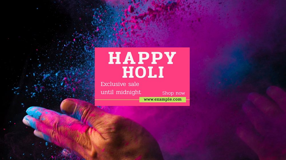 Happy holi sale  blog banner template, editable text