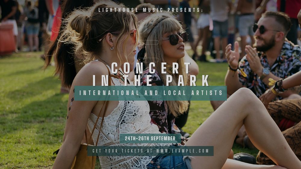 Park concert blog banner template, editable text