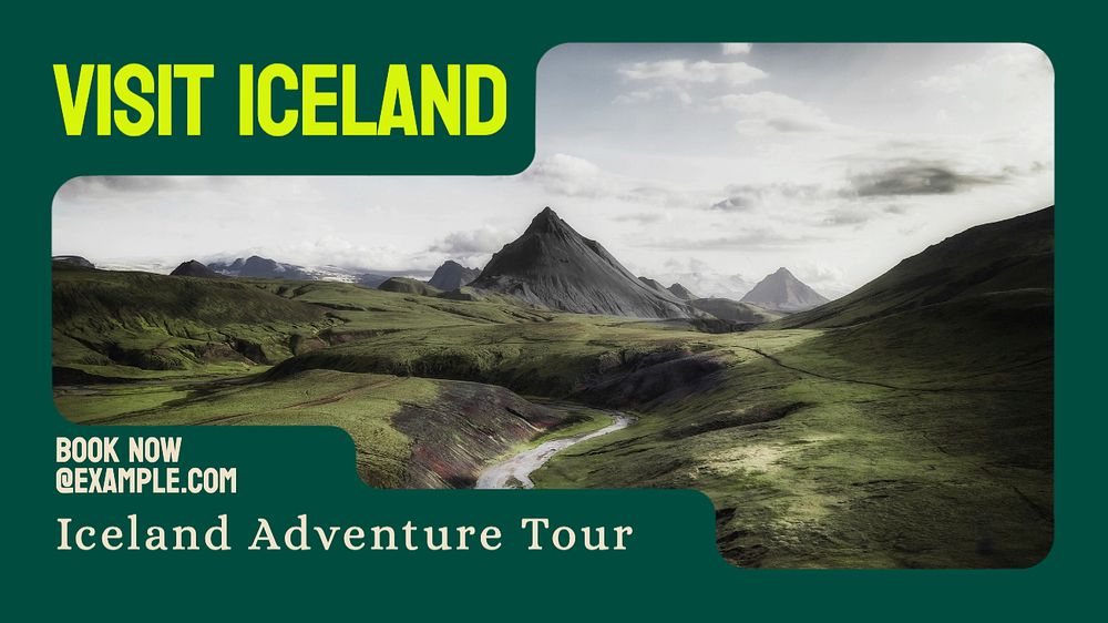 Iceland adventure  blog banner template, editable text