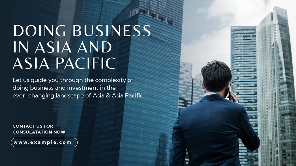 Asia business blog banner template, editable text