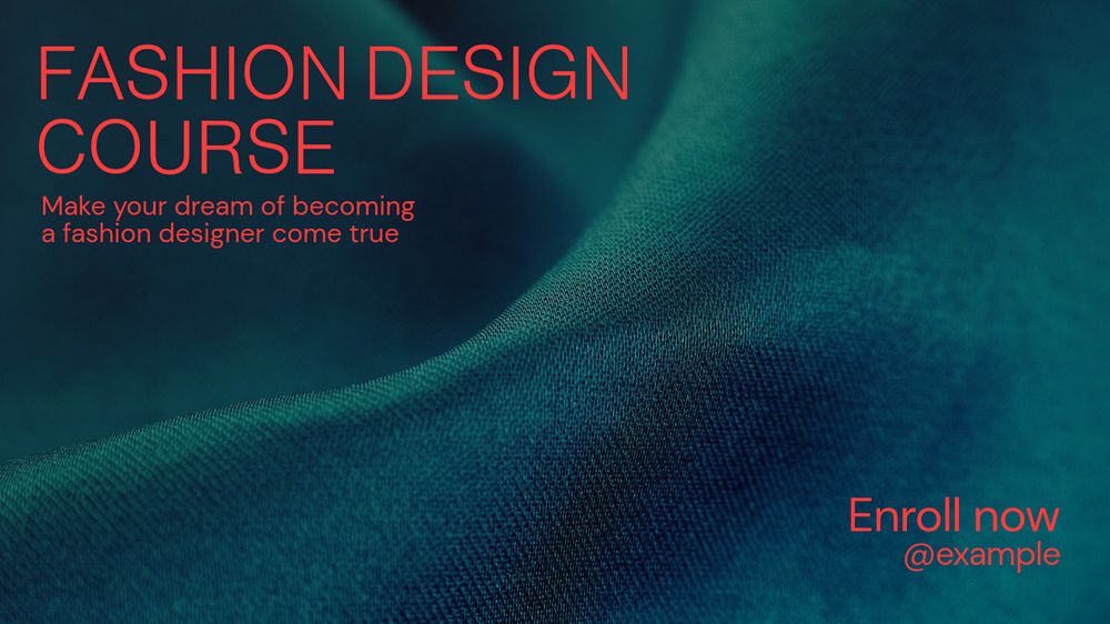 Fashion design course blog banner template, editable text