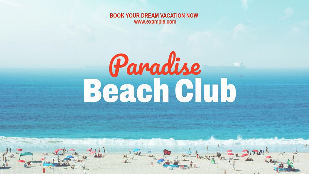 Paradise beach club blog banner template, editable text