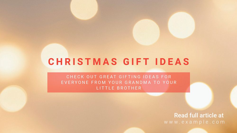 Christmas gift blog banner template, editable text