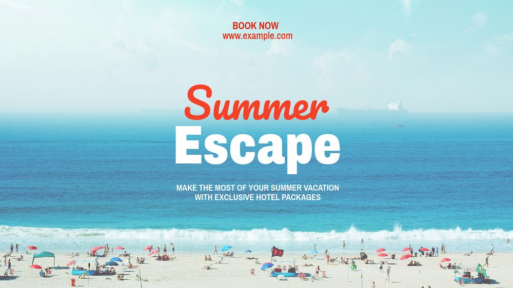 Summer escape blog banner template, editable text