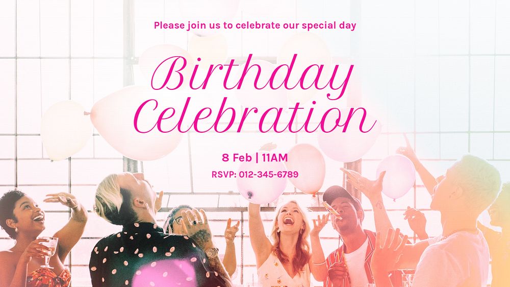 Birthday celebration blog banner template, editable text