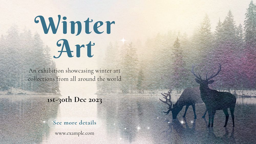 Winter art exhibition blog banner template, editable text