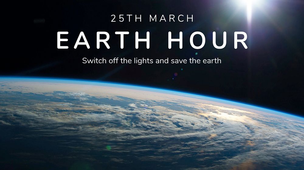 Earth hour blog banner template, editable text