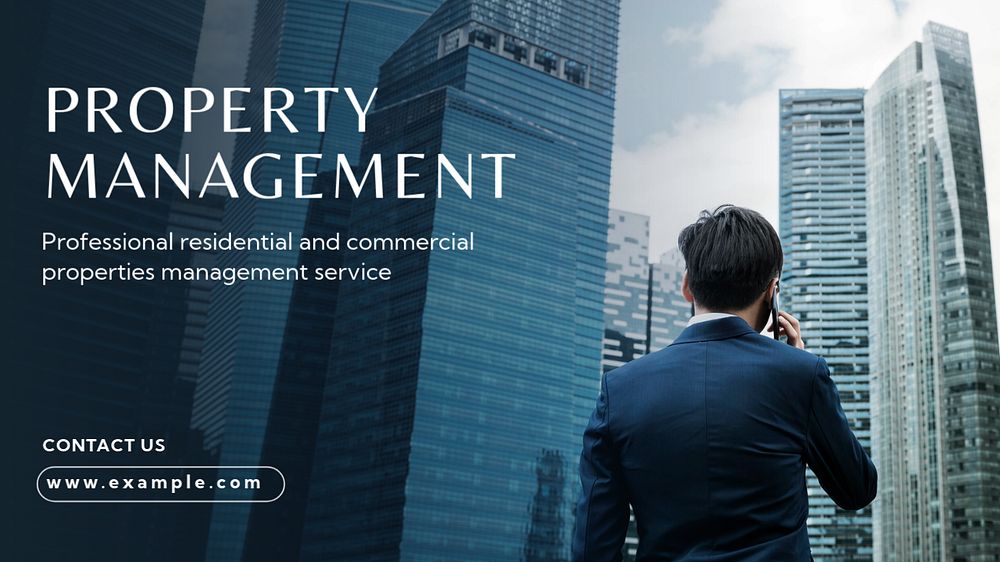 Property management blog banner template, editable text