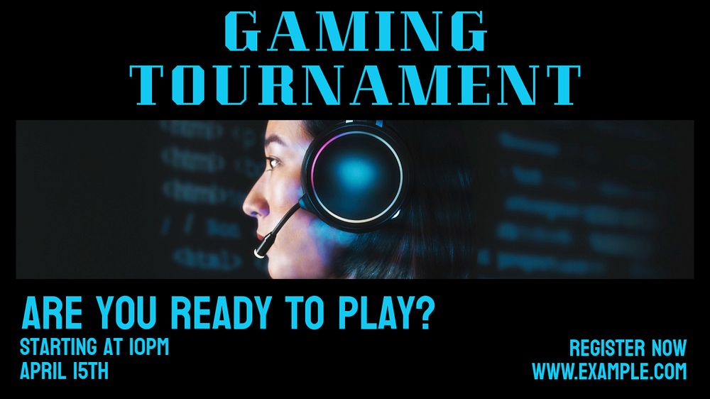 Tournament  blog banner template, editable text