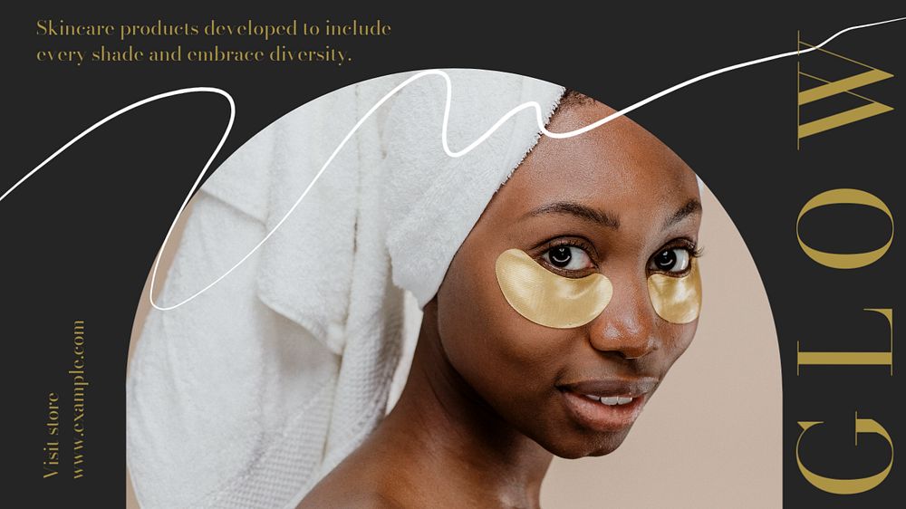 Glow beauty  blog banner template, editable text