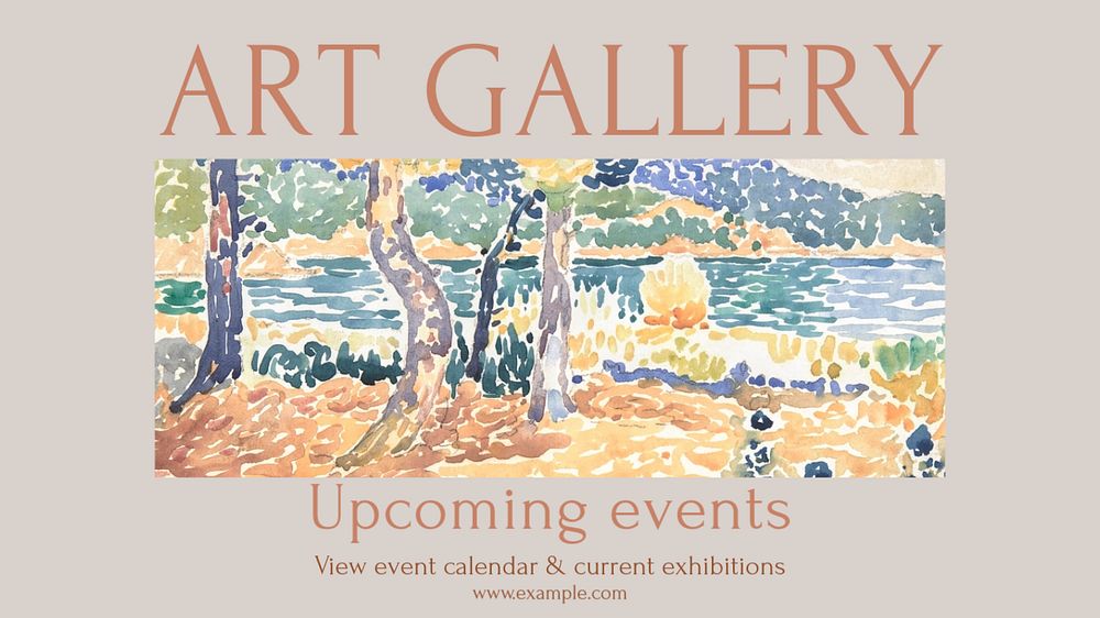 Art gallery events  blog banner template, editable text