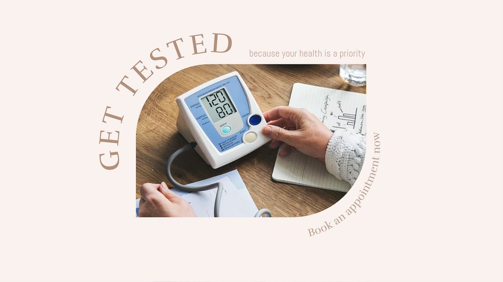 Get tested, health  blog banner template, editable text