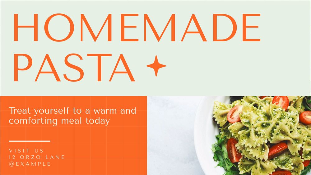 Homemade pasta  blog banner template, editable text