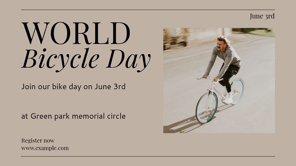 World bicycle day  blog banner template, editable text