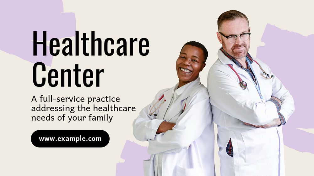 Healthcare center blog banner template, editable text