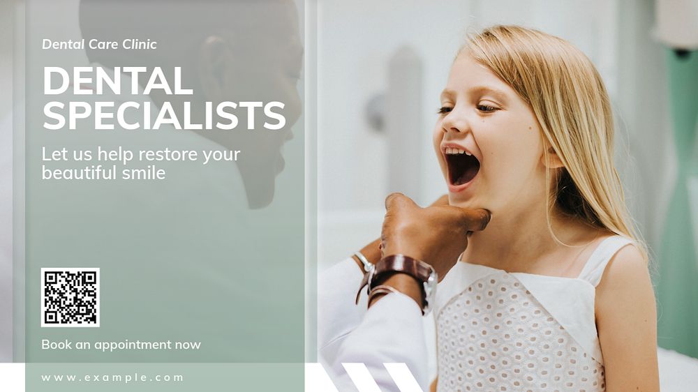 Dental specialists blog banner template, editable text