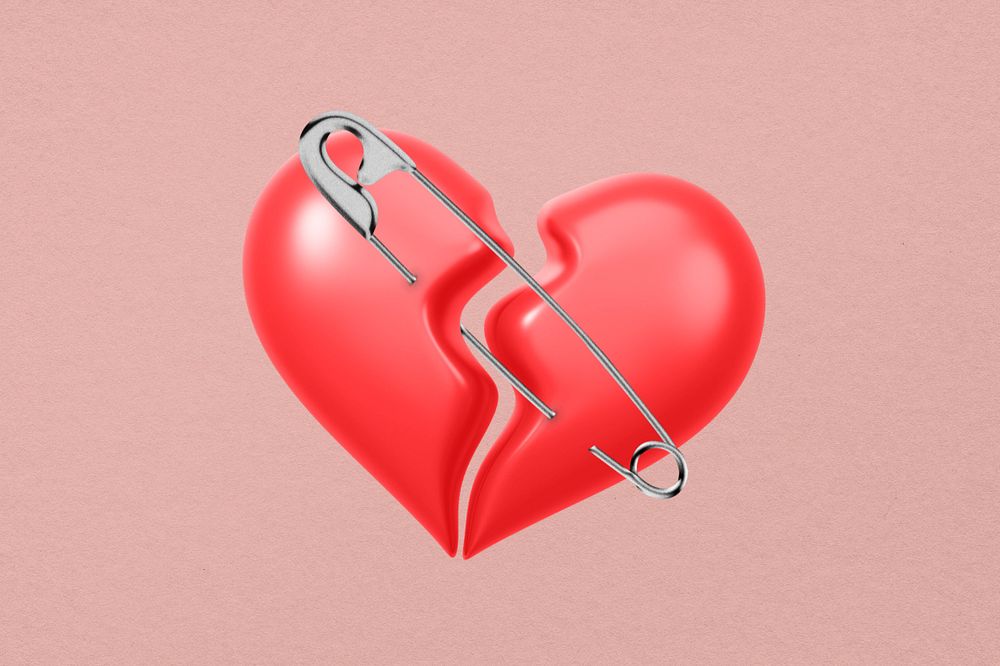 3D broken heart, element editable illustration