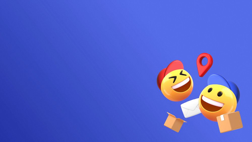 3D Delivery service HD wallpaper, emoticons border editable illustration