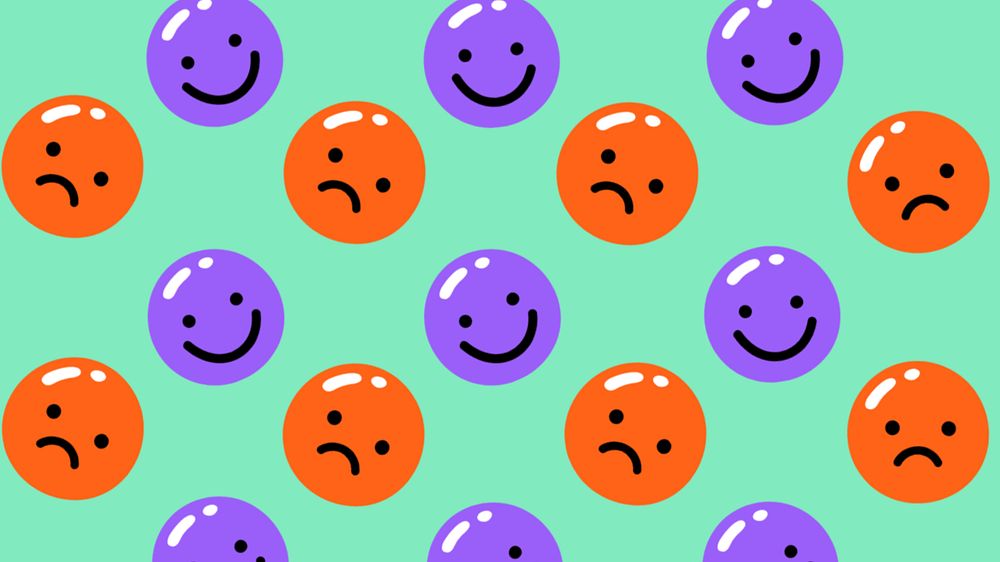 Happy & sad pattern desktop wallpaper, editable colorful design