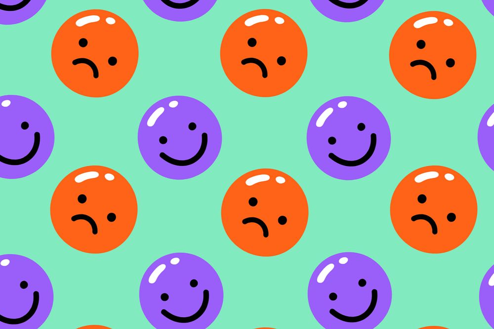 Happy & sad pattern background, editable colorful design