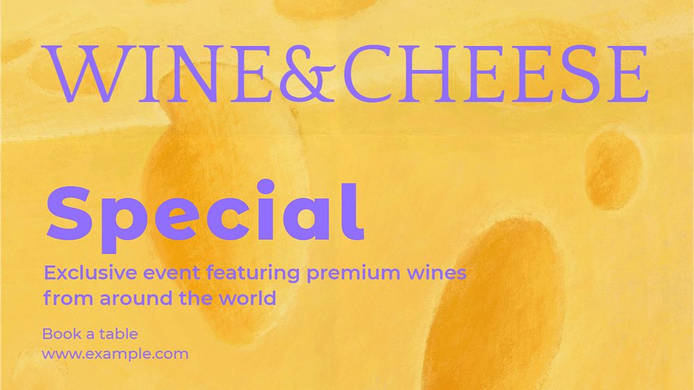 Wine & cheese special blog banner template, editable text