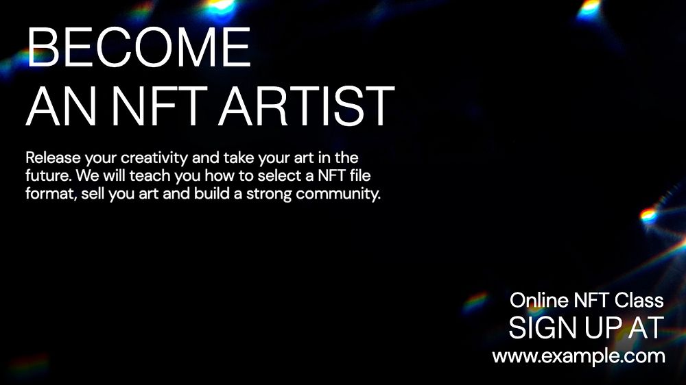 NFT artist blog banner template, editable text