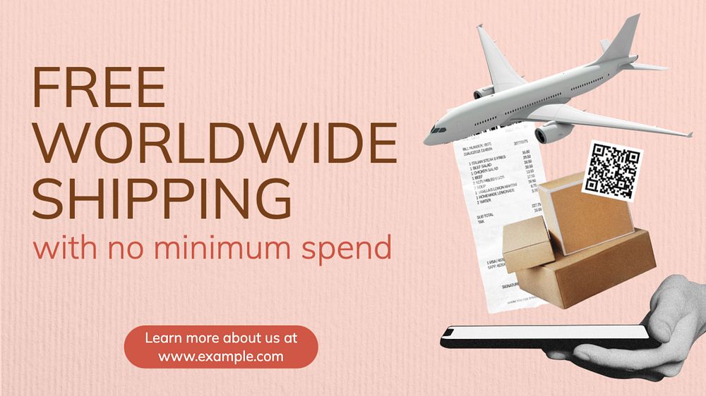 Worldwide shipping blog banner template, editable text