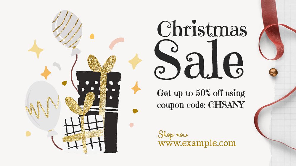 Christmas sale blog banner template, editable text