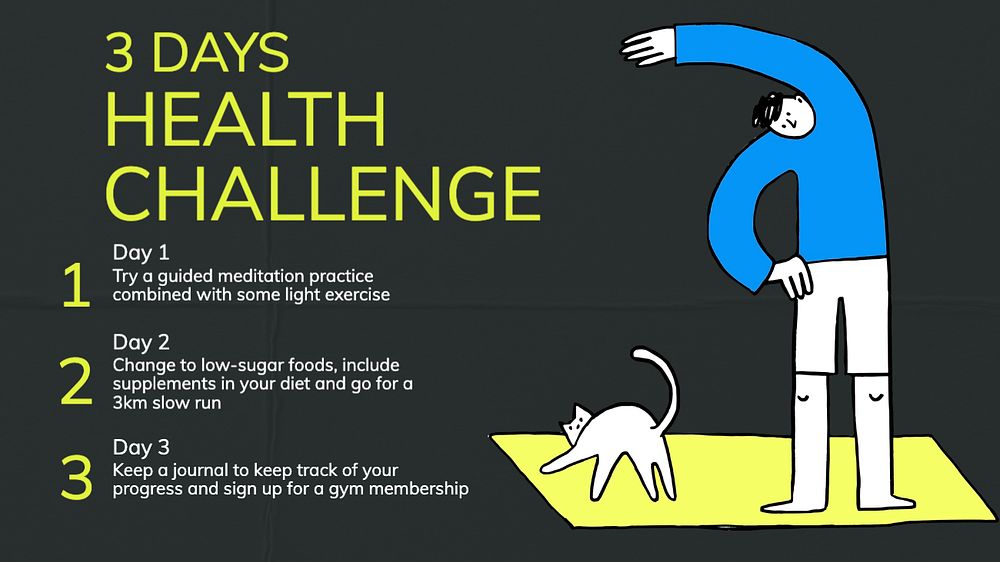 Health challenge  blog banner template, editable text