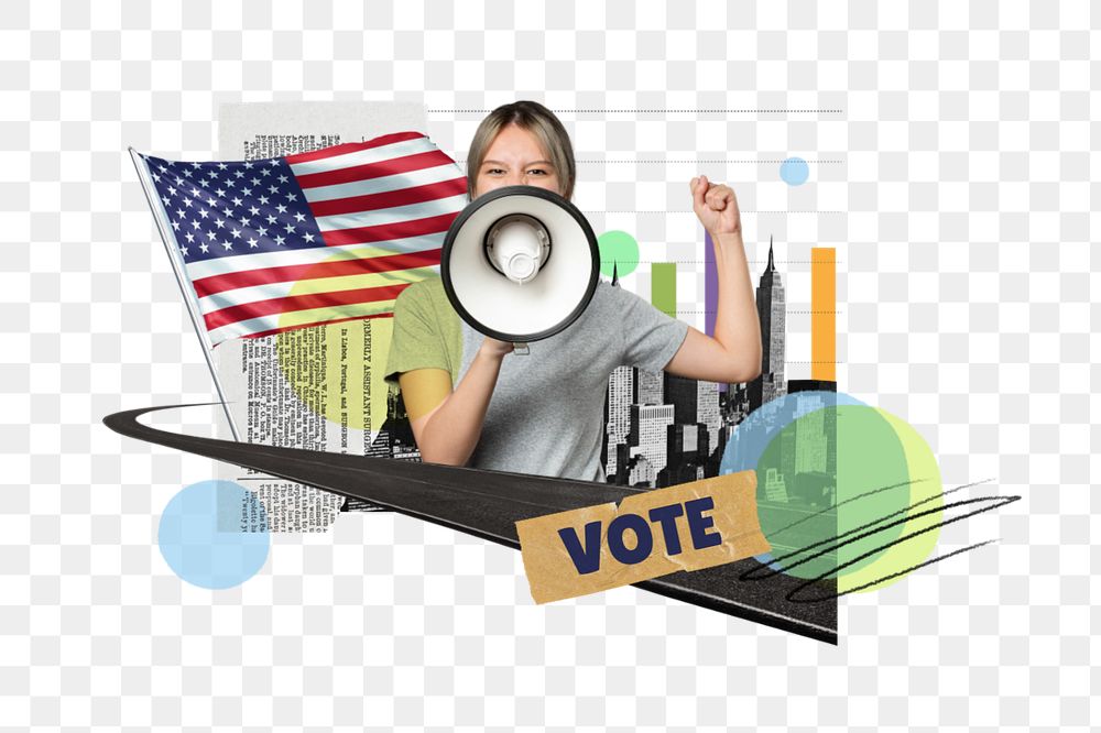 PNG element American vote election, politics collage, editable design