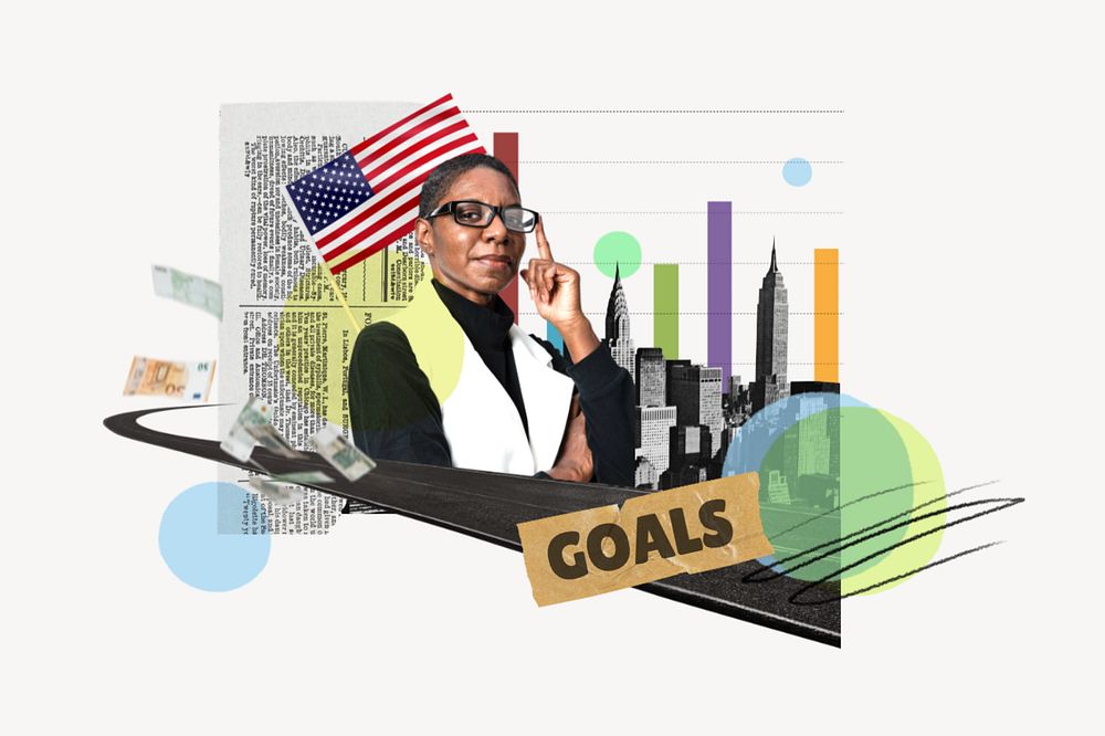 American business goals, economic growth collage, editable design