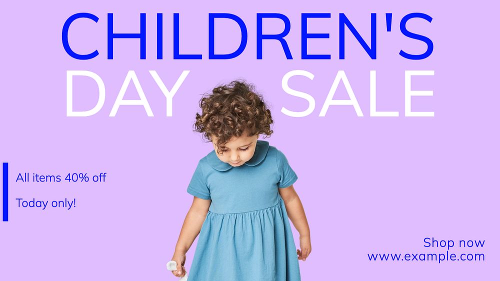 Children's day sale  blog banner template, editable text