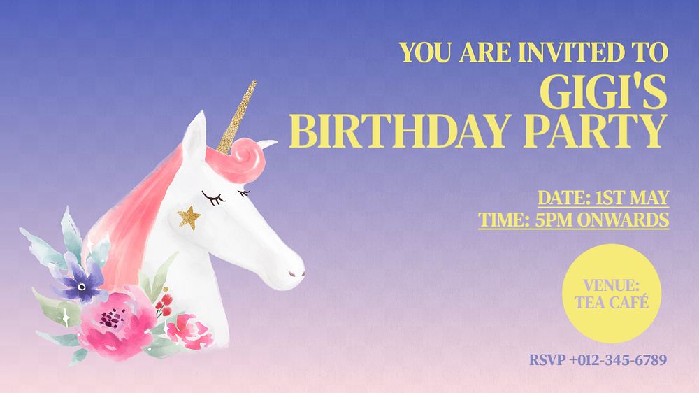 Birthday party  blog banner template, editable text