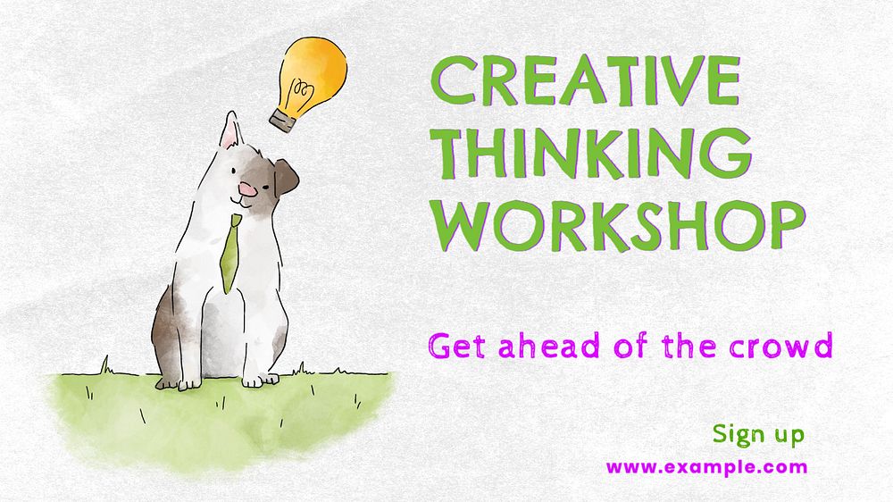 Creative writing workshop  blog banner template, editable text