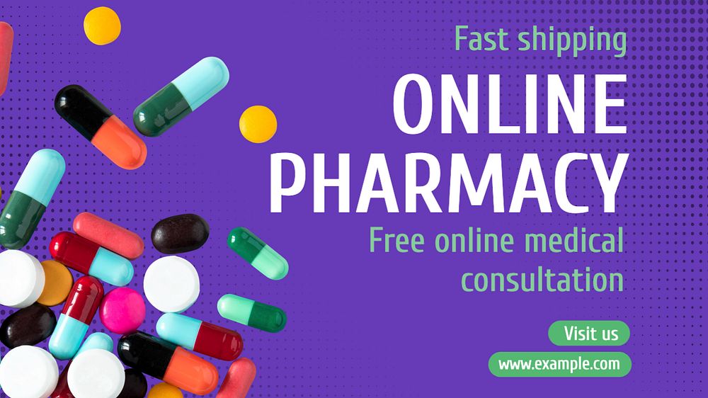 Online pharmacy  blog banner template, editable text