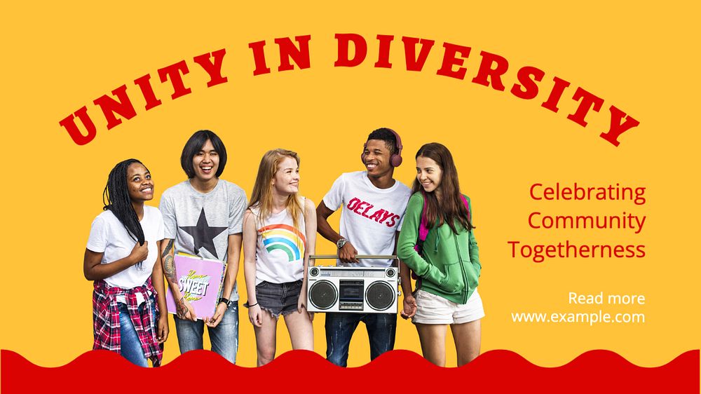 Unity in diversity  blog banner template, editable text