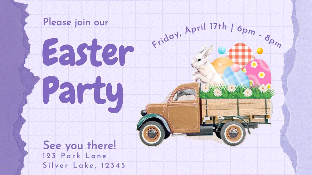 Easter party invitation  blog banner template, editable text