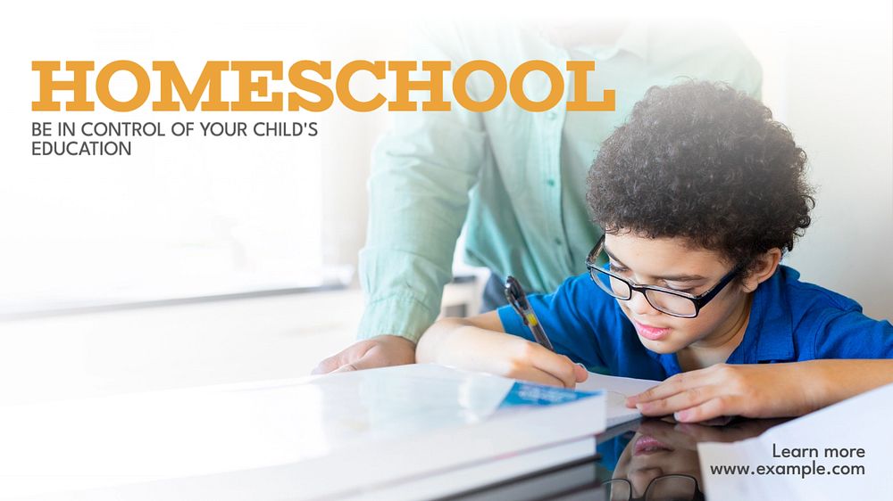 Home school blog banner template, editable text