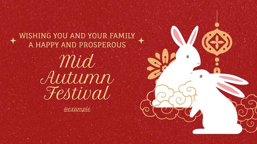 Mid Autumn festival blog banner template, editable text