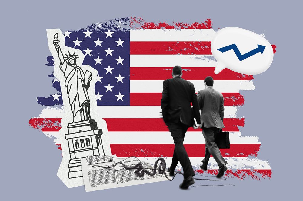 American business success, corporate photo collage, editable design