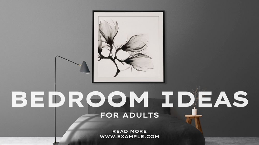 Bedroom ideas blog banner template, editable text