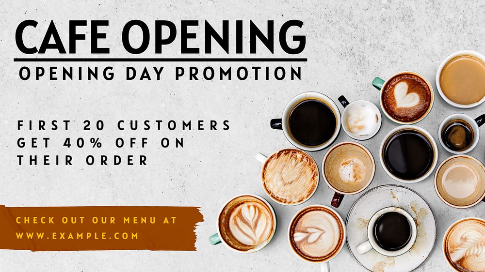 Cafe opening blog banner template, editable text